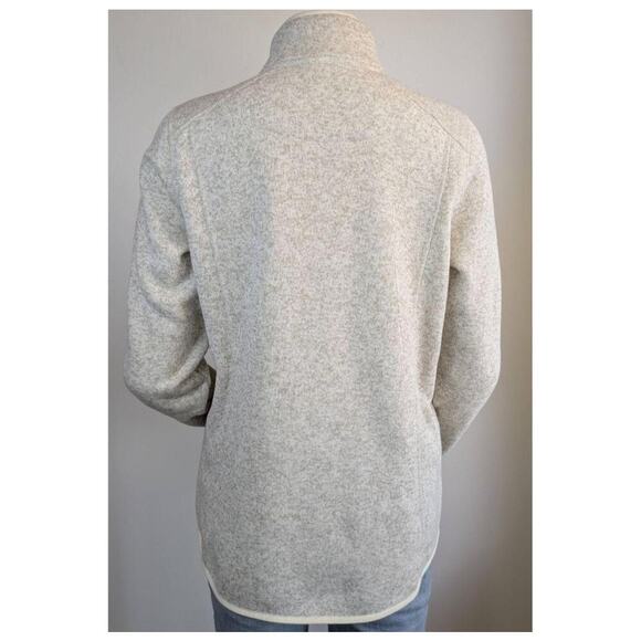 L.L. Bean Womens Sweater Jacket Medium Beige Fleece Lined Full Zip Cabincore - Picture 9 of 11